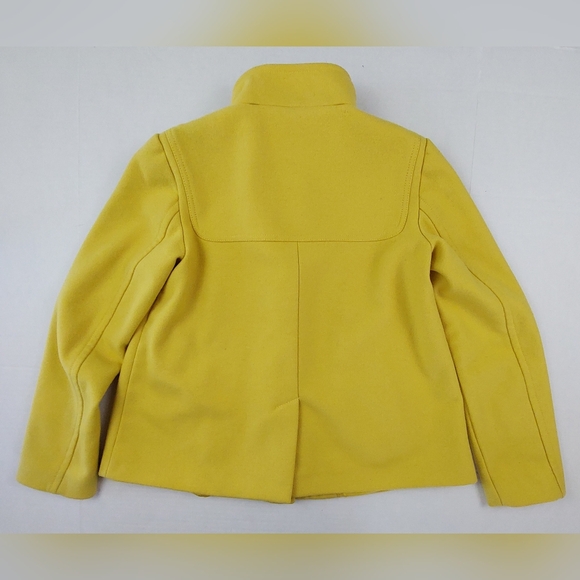 United Colors Of Benetton Duffle Coat Womens Size 6 Yellow Jacket Full Zip Wool - Picture 2 of 11